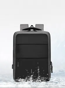 Detail of waterproof Oxford cloth backpack with USB port and splash-proof surface