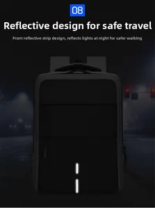 Waterproof business backpack detail showing safety reflective strips for night travel