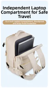 Dettaglio dello scomparto beige per laptop da 15,6 pollici con imbottitura e cerniere forti