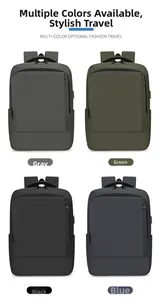 Waterproof business laptop backpack in four colors with external USB charging port