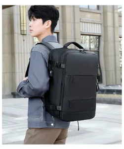 Mochila de viaje de negocios con puerto de carga USB lateral y tela mate resistente