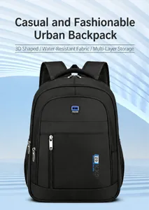 Water-resistant black backpack with multiple layers and Sport Fashion logo detail