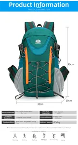 Spécifications de taille du sac à dos de randonnée vert imperméable 33x49x19cm