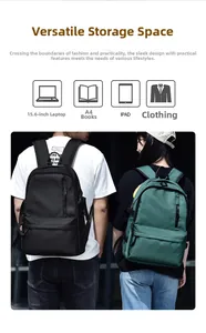 Detail of waterproof backpack interior fitting a 15.6 inch laptop and A4 books