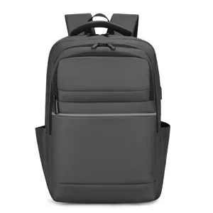 Sac à dos pour ordinateur 16 pouces imperméable et extensible avec bande réfléchissante grise