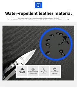 Detail of high-density waterproof film fabric with water droplets on black business backpack