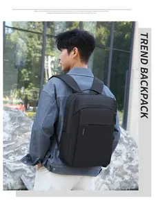 Waterproof 16-inch business laptop backpack with ergonomic wide straps for men's daily commute
