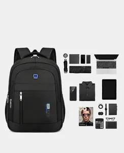 Large capacity business backpack showing organized storage for laptop and essentials