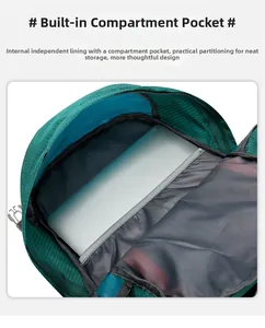 Vue intérieure du sac à dos de randonnée avec compartiment rembourré pour tablette