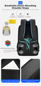 Détails des bretelles ergonomiques en S et du panneau dorsal respirant 3D du sac à dos noir