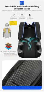 Ergonomic 3D airflow back panel and S-shaped padded shoulder straps on black backpack