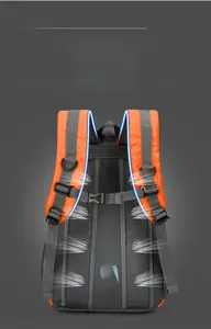 Detail of ergonomic breathable honeycomb mesh back padding and S-shaped padded shoulder straps