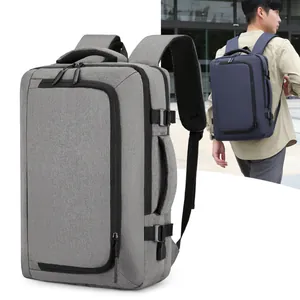 Business Travel Laptop Backpack Large Capacity Water Repellent Oxford Cloth USB Charging Port Urban Minimalist Unisex Daypack