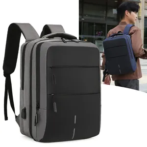 Business Laptop Backpack Waterproof Oxford Cloth Travel Commute Bag USB Charging Port Reflective Strips Computer Rucksack