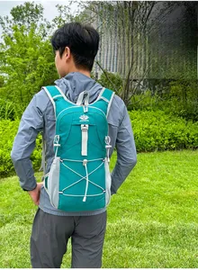 Lightweight water-resistant outdoor cycling backpack with breathable mesh and chest buckle