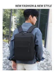Sac à dos Oxford noir imperméable à double fermeture éclair pour le quotidien urbain