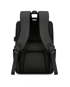Business backpack back view featuring breathable mesh padding and luggage strap