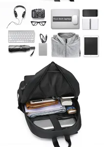 Detailed view of spacious business backpack interior fitting a 15.6 inch laptop and gear
