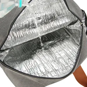 Sac à déjeuner isotherme gris avec doublure en aluminium épais et test d'étanchéité
