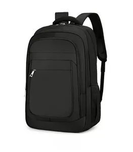 Vue latérale du sac à dos d'affaires noir avec poche filet latérale et tissu Oxford durable