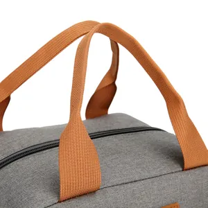 Sac à déjeuner isotherme gris avec poignées orange durables et fermeture éclair sûre