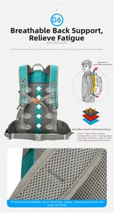 Detalle del panel trasero transpirable 3D air-flow y correas acolchadas de mochila de trekking