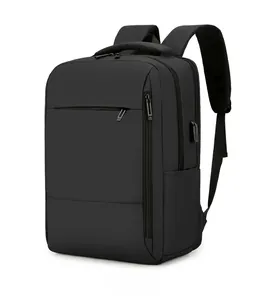 Detail view of business backpack with USB charging port and breathable shoulder straps