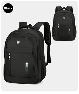 Close-up of black waterproof business backpack with breathable padded shoulder straps