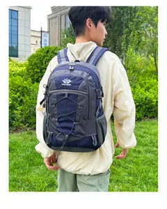 Outdoor hiking backpack with ergonomic breathable shoulder straps and bungee system