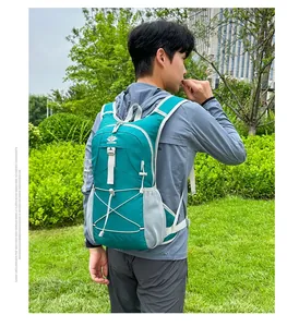 Outdoor light green cycling backpack with front elastic cord system and chest strap buckles