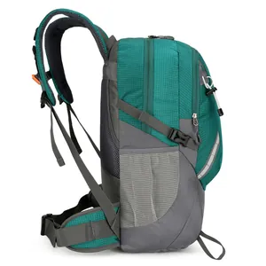 Waterproof nylon hiking backpack with breathable suspension system and ergonomic straps