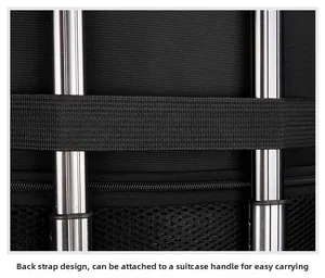 Détail de la sangle arrière pour valise sur ce sac à dos en tissu oxford noir pour PC