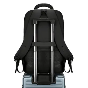 Sac à dos d'affaires noir en Oxford avec sangle de bagage sur poignée de valise