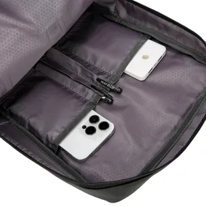 Deep grey business laptop backpack featuring honeycomb scratch-resistant inner storage pockets