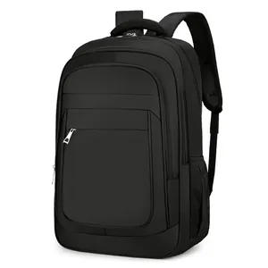 Sac à dos d'affaires noir de grande capacité en tissu oxford avec poches latérales en maille
