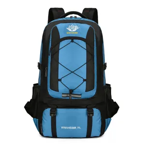 75L Outdoor-Wanderrucksack aus blau-schwarzem wasserdichtem Nylon mit Vanaheimr-Logo
