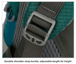 Détail de la boucle de sangle réglable et du tissu en maille respirant du sac