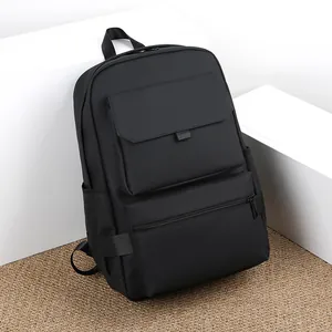 Large Capacity Business Travel Backpack Waterproof Coated Fabric Laptop Bag With Trolley Strap Multi Pocket Minimalist School Bookbag Daypack