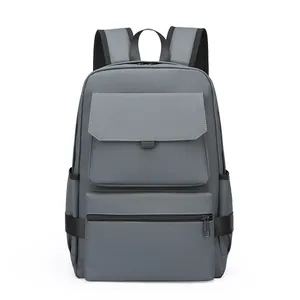 Gray business laptop backpack with large capacity and water-resistant fabric design