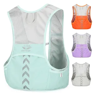 Professional Lightweight Breathable Mesh Running Vest Hydration Backpack With Reflective Strips Multi Pocket Sports Bag For Marathon Hiking Cycling