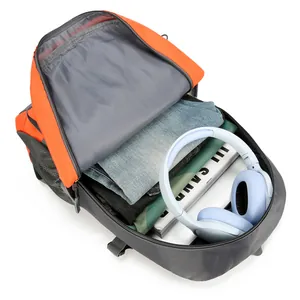 Large capacity orange and grey outdoor hiking backpack with spacious main compartment