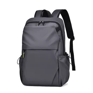Waterproof dark grey business backpack with ergonomic straps and side drawstring pockets