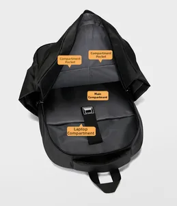 Detail showing spacious main compartment with laptop sleeve and interior organizer pockets