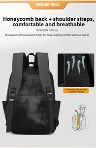 Close-up of the honeycomb mesh back panel and breathable shoulder straps on the men's backpack