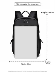 Detail showing 45cm large business backpack dimensions fits 15.6 inch laptop comfortably