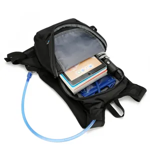 Large black outdoor cycling backpack with hydration tube and high-capacity storage