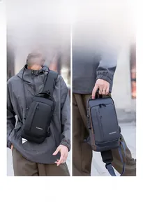 Detail showing the versatile chest bag used as a crossbody and handbag with anti-theft lock