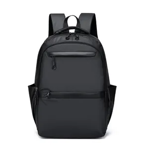 Waterproof black business backpack with large capacity and laptop compartment for men