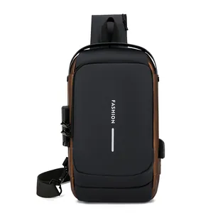 Sac bandoulière étanche antivol pour homme avec port USB et serrure à combinaison