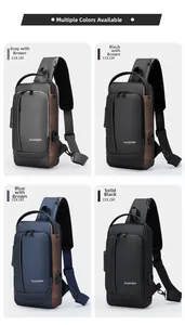 Waterproof chest bags with USB charging ports and anti-theft combination locks in four colors